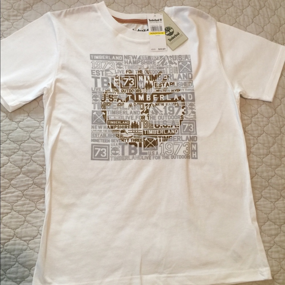 NWT Timberland boys white t-shirt size M(10-12)